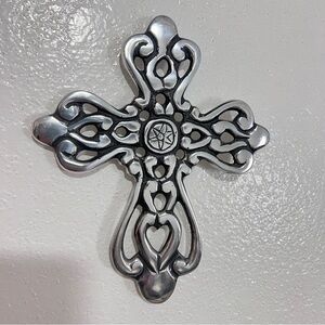Silver Tone Wall Cross Decor 10”